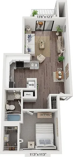 Floor plan One Bedroom One Bath Renovated