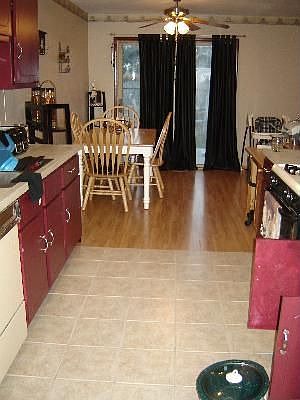 Kitchen has new ceramic tile