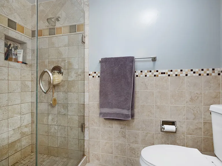 Downstairs master bathroom & all glass shower.