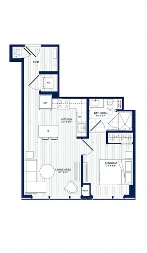 Floor plan 1 Bed/1 Bath-D6