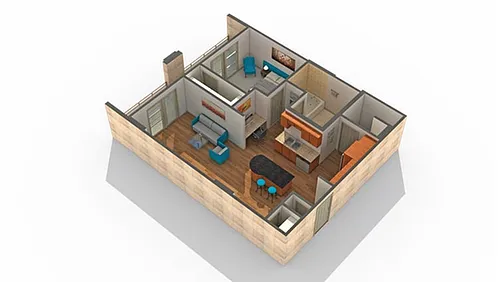 Floor plan 1 BR x 1 BA - D
