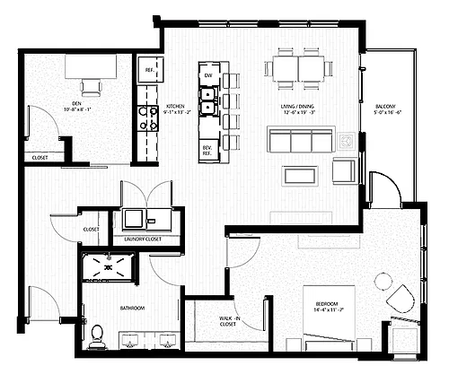 Floor plan Mammatus (1 Bed Plus Den)