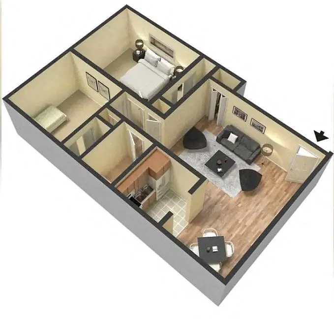 Floor plan 2 Bedroom 1 Bathroom