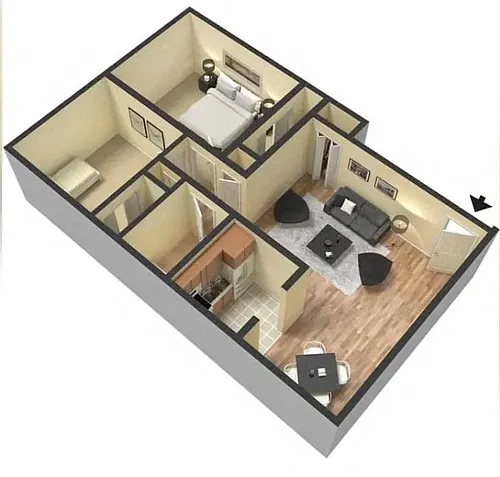 Floor plan 2 Bedroom 1 Bathroom