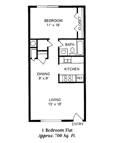 Floor plan 1 BD 700