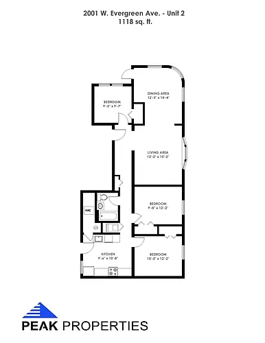 Floor plan 3 Bedroom - 1 Bathroom