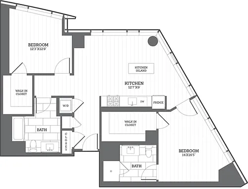 Floor plan 2 Bed/2 Bath E1