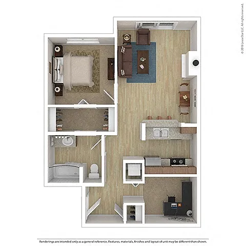 Floor plan 1 Bed 1 Bath A4
