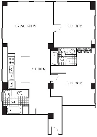 Floor plan Two Bedroom F2