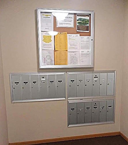 Entry with Inside Mailboxes in Building