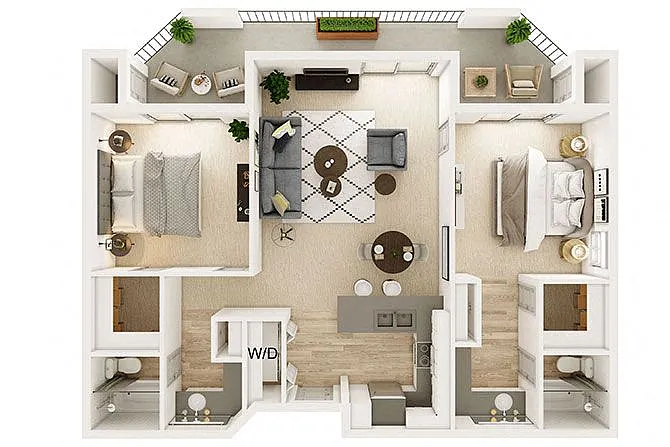 Floor plan 2 Bed 2 Bath