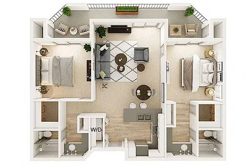 Floor plan 2 Bed 2 Bath