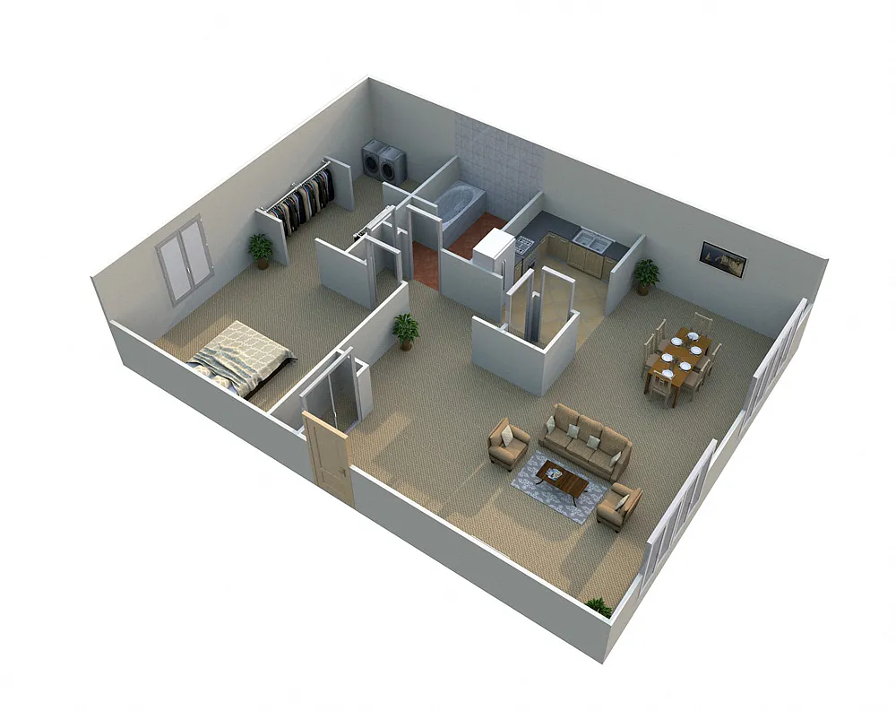 Floor plan One Bedroom with Walk In Closet