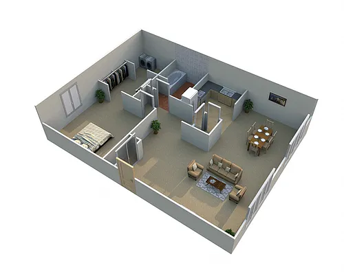 Floor plan One Bedroom with Walk In Closet
