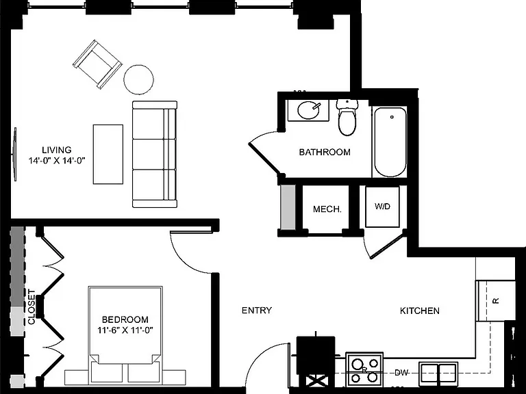 1 Bedroom - Unit 1007