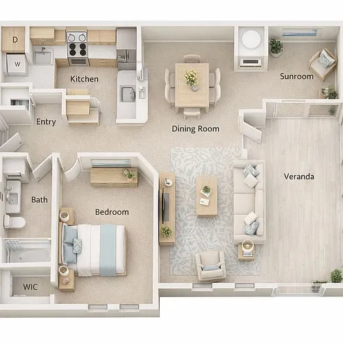 Floor plan 1 Bedroom | 1 Bath