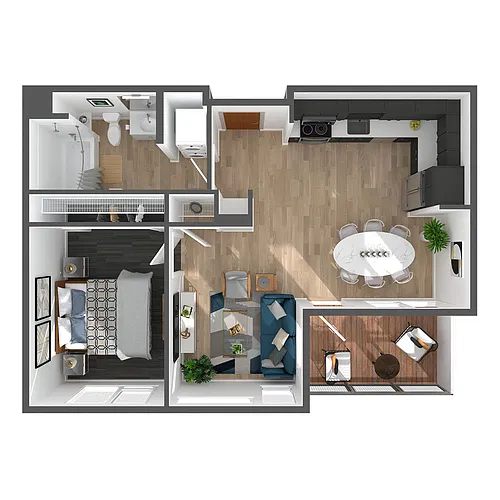 Floor plan 1 Bed/1 Bath-A6