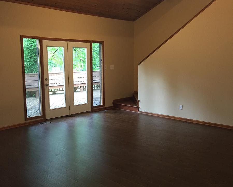 Large living room with 20 foot ceilings.
