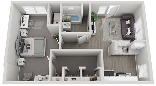 Floor plan A9 1x1 H Semi-Upgraded - Call for Availability