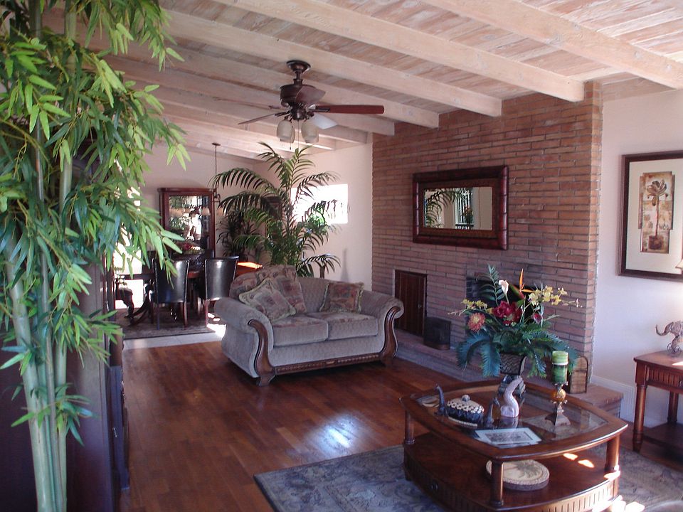 Living room with romantic fireplace.