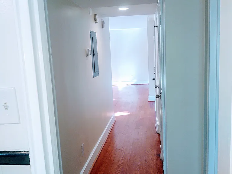 Hallway view from bathroom.