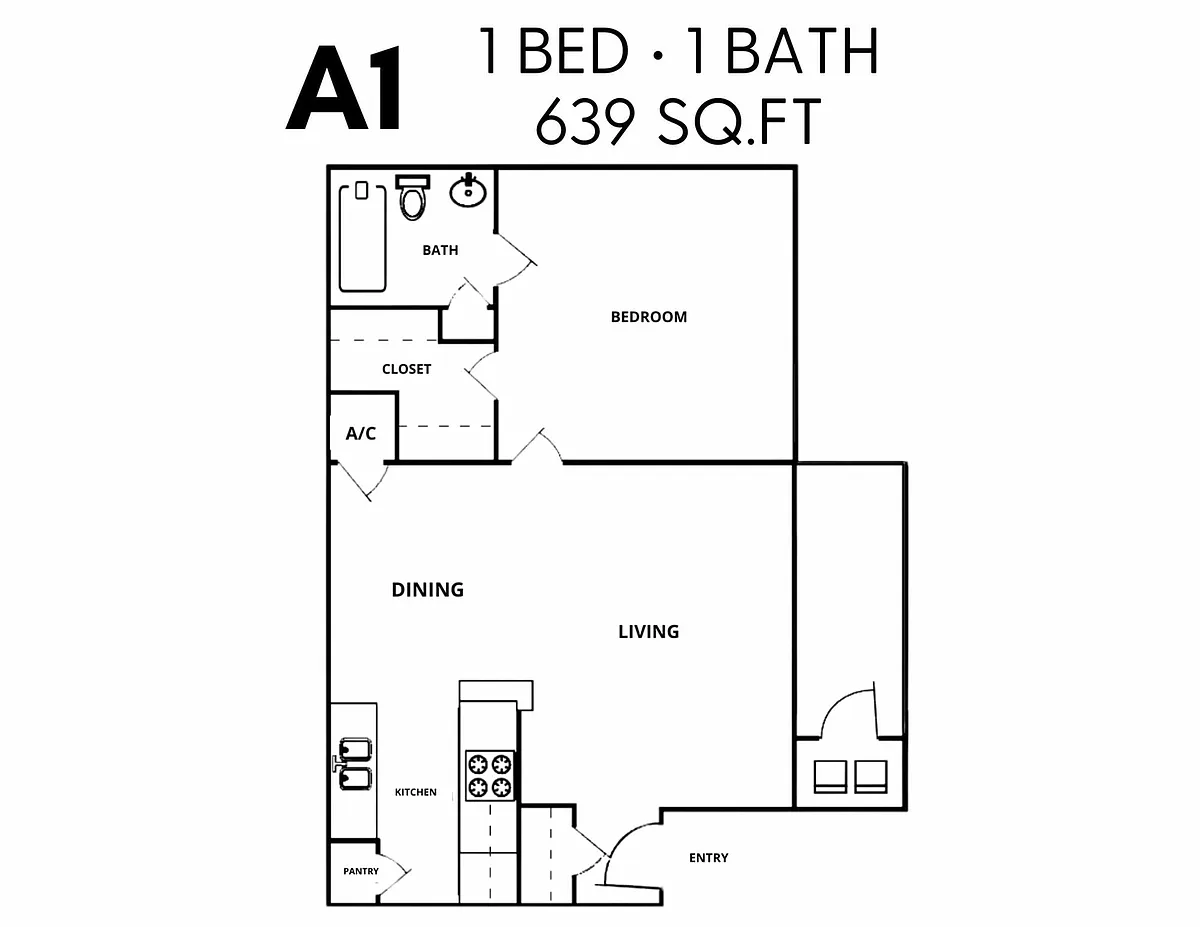 Floor plan 1X1-B