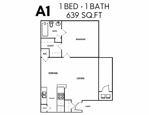 Floor plan 1X1-B