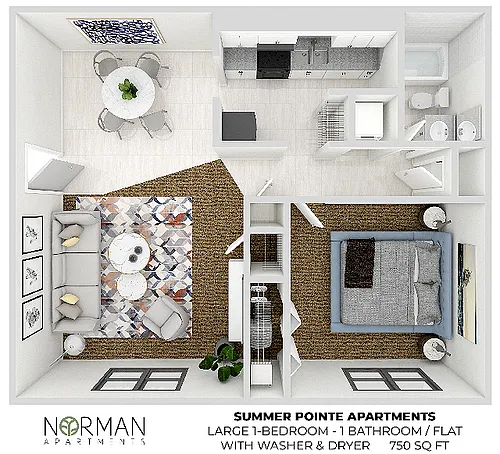 Floor plan Large 1-bed flat at Summer Pointe
