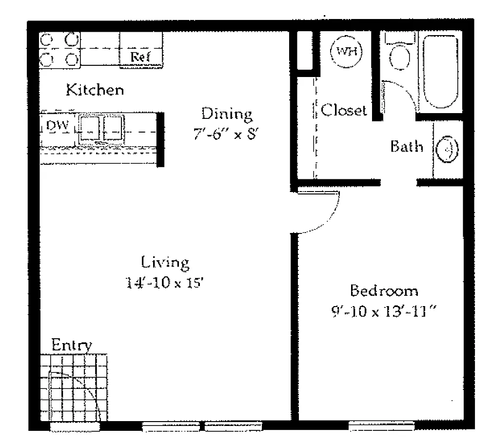 Floor plan One Bedroom One Bath