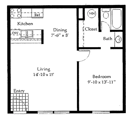 Floor plan One Bedroom One Bath