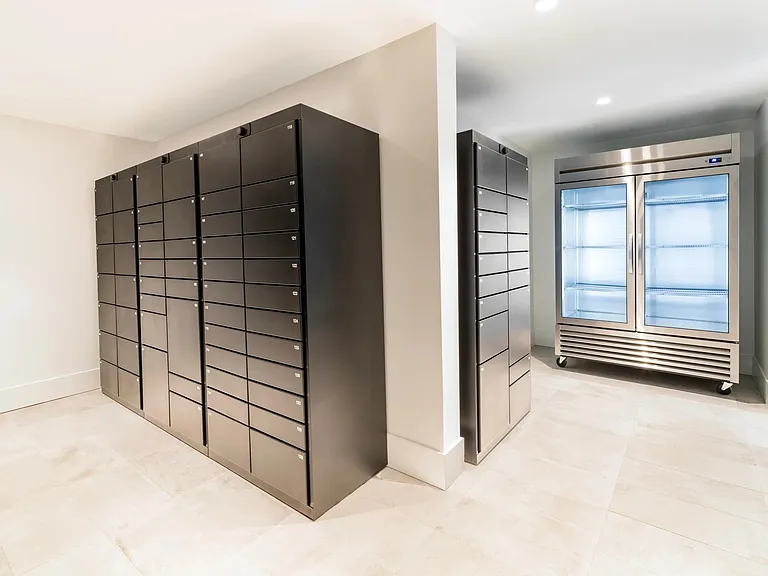 Secure package lockers and a refrigerated delivery room at Modera Nations in Nashville offer a polished, convenient way to manage everyday arrivals.