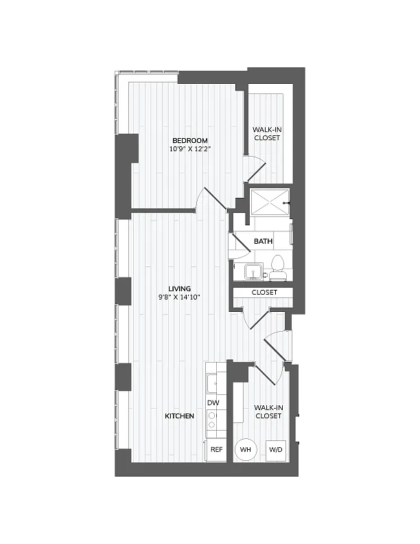 Floor plan 1 Bed 1 Bath-C2b