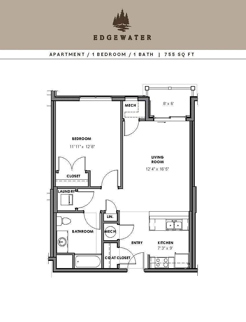Floor plan 1 Bedroom Apartment