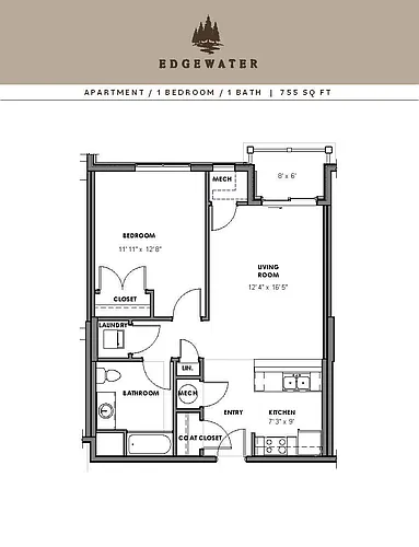 Floor plan 1 Bedroom Apartment
