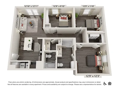 Floor plan 3 Bedroom 1105