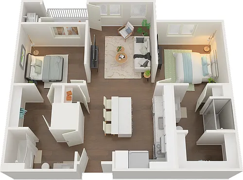 Floor plan 2 Bed 2 Bath PNL2AC