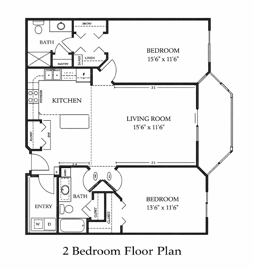 Floor plan 2 bed 2 bath split