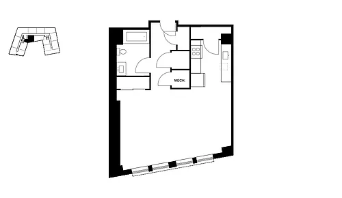 Floor plan Studio and One Bathroom