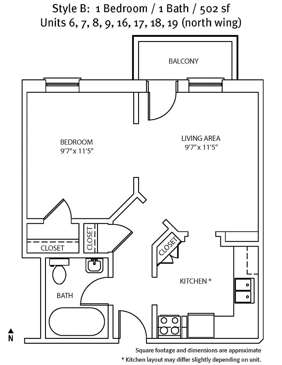 Floor plan 1 Bed 1 Bath