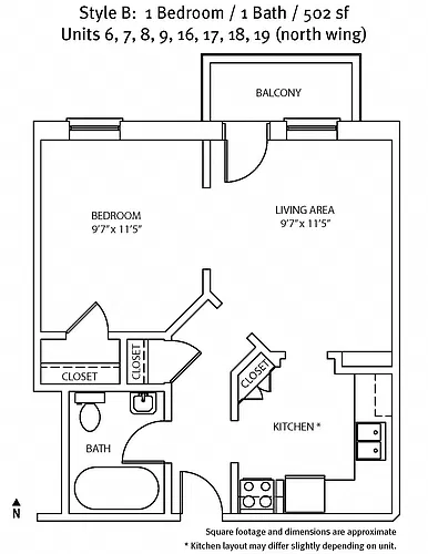 Floor plan 1 Bed 1 Bath