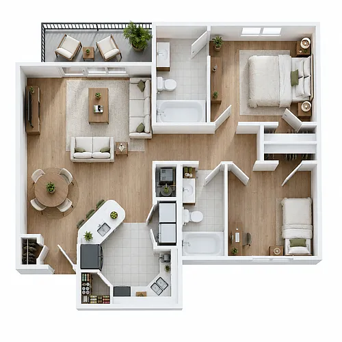 Floor plan 2 Bedroom, 2 Bathroom