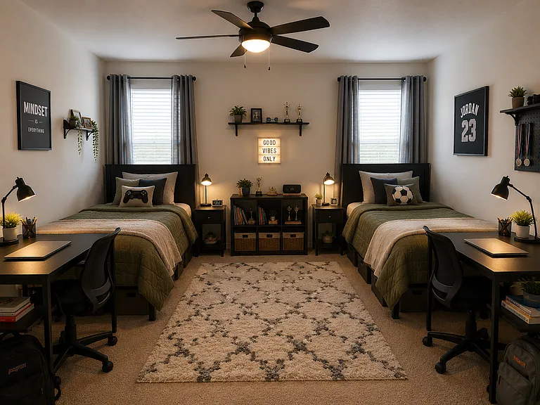 Large upstairs bedroom could fit a king bed as a second master with out a bathroom but right next to the bathroom!