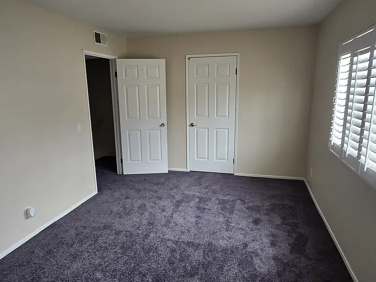 2nd Bedroom with walk-in closet. Carpet color is Steel Gray