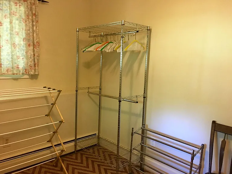 Clothes rack in the guest suite office/dressing room