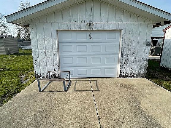 Detached garage with door