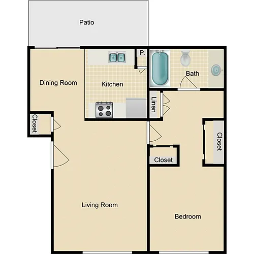 Floor plan 1 Bed 1 Bath