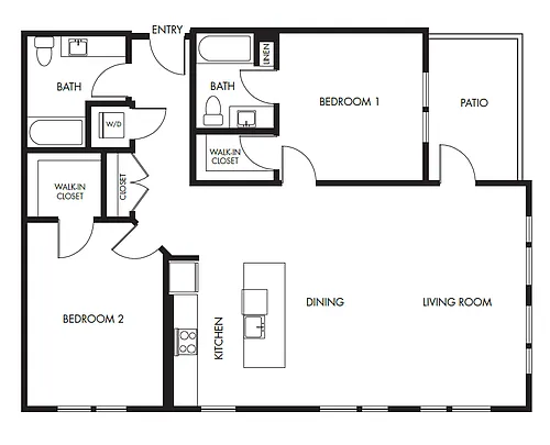 Floor plan 2 Bed 2 Bath Podium - 1341
