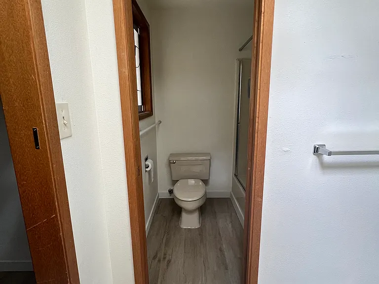 Toilet and shower in master bedroom