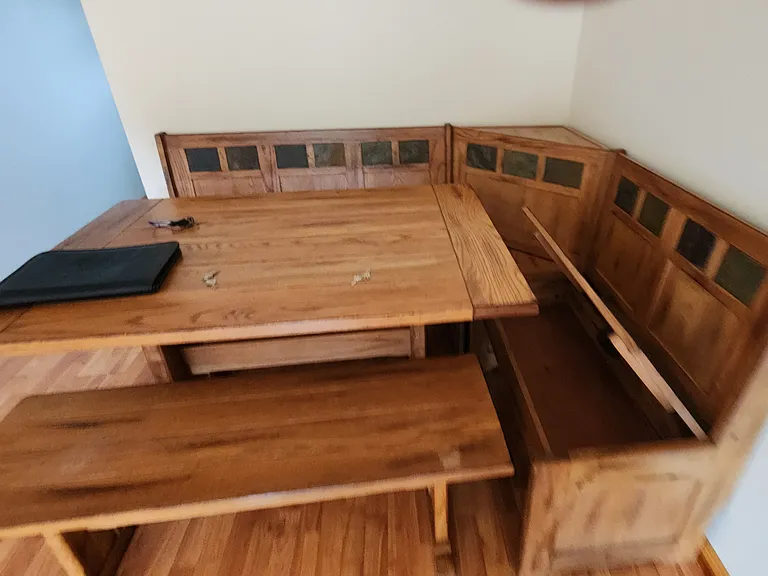 Bench dining table with storage bench . Can be removed.