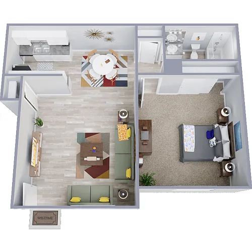 Floor plan One Bedroom, One Bathroom